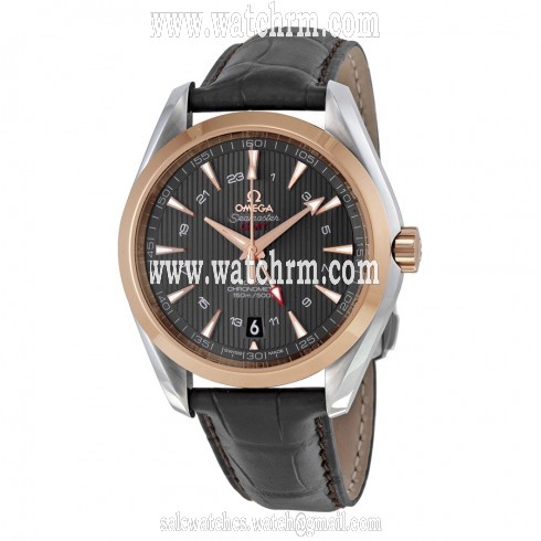 Omega Aqua Terra Grey Dial Brown Alligator Men's Watch 23123432206001
