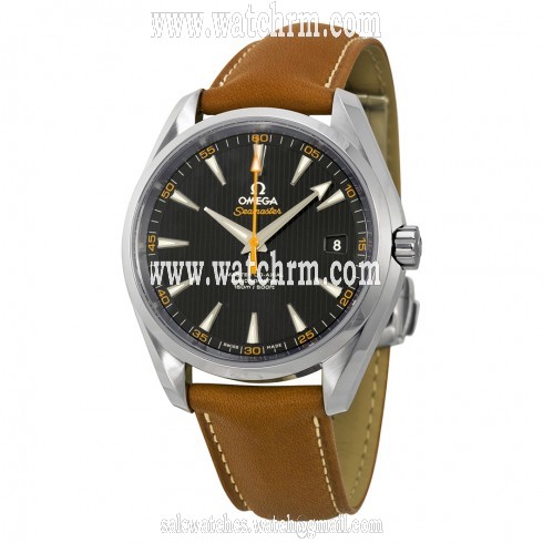 Omega Aqua Terra Master Automatic Black Dial Brown Leather Men's Watch 23112422101002