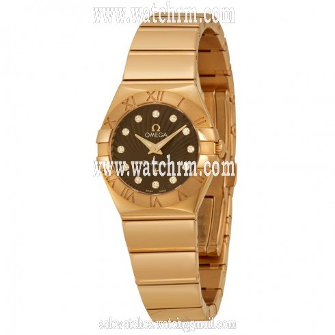 Omega Constellation 2009 Brown Dial 18kt Rose Gold Ladies Watch 12350246063002