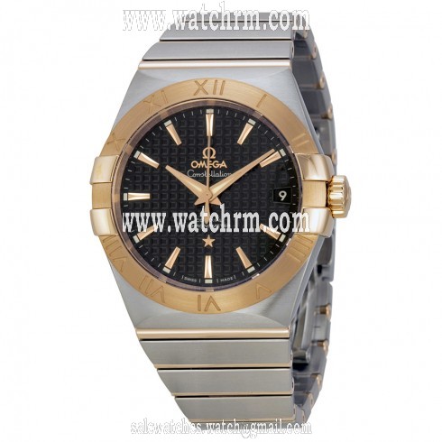 Omega Constellation Automatic Black Dial Stainless Steel and 18kt Rose Gold Men's Watch 12320382101001