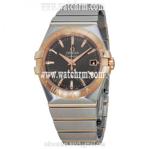Omega Constellation Automatic Grey Dial Steel and 18kt Rose Gold Men's Watch 12320352006002