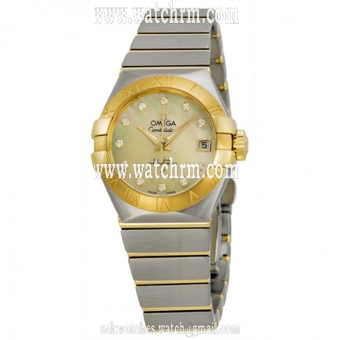 Omega Constellation Automatic Mother of Pearl Dial Stainless Steel 18kt Gold Ladies Watch 12320272057002