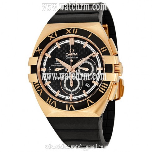 Omega Constellation Black Dial 18kt Rose Gold Black Rubber Automatic Men's Watch 121.62.41.50.01.001