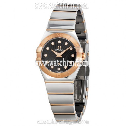 Omega Constellation Brown "Griffes" Style Dial 18K Rose Gold Bezel Stainless Steel Ladies Watch 12320246063002