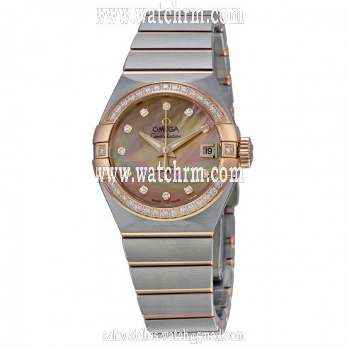 Omega Constellation Brown Mother of Pearl Diamond Automatic Ladies Watch 12325272057001