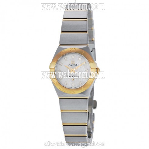 Omega  Constellation Brushed Quartz White Mother of Pearl Dial Ladies Watch 123.20.24.60.55.002