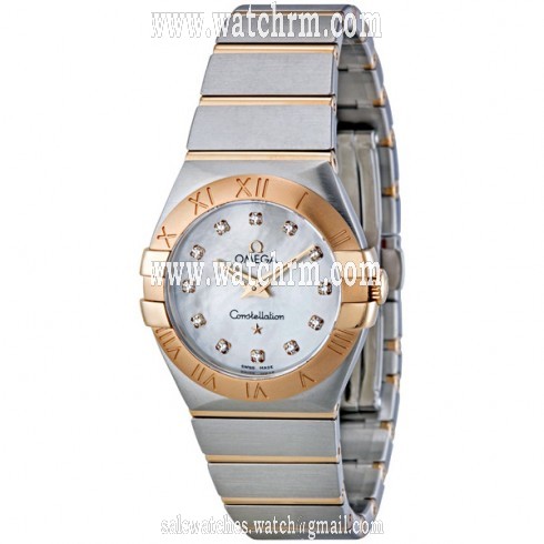 Omega Constellation Brushed Quartz White Mother of Pearl Dial Ladies Watch 123.20.27.60.55.001