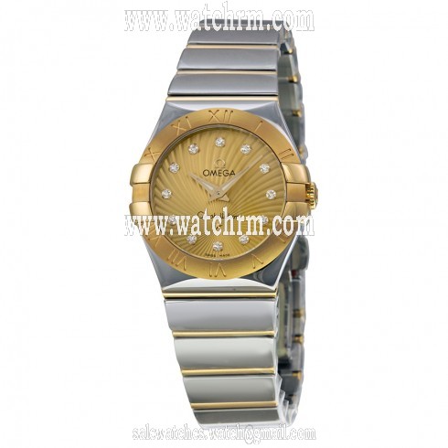 Omega Constellation Champagne Dial Stainless Steel and Yellow Gold Ladies Watch 12320276058002