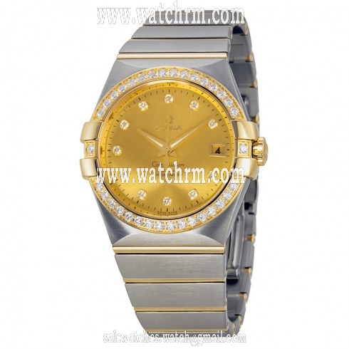Omega Constellation Champagne Dial Steel and 18kt Yellow Gold Diamond Ladies Watch 12325352058001