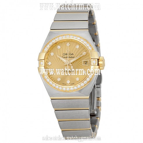 Omega Constellation Champagne Diamond Dial Steel and 18kt Yellow Gold Ladies Watch 12325272058001