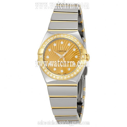 Omega Constellation Champagne Diamond Dial Steel and Yellow Gold Ladies Watch 12325246058002