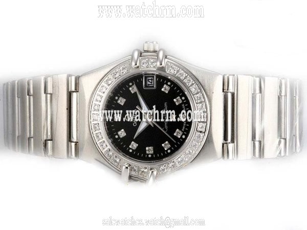 Omega Constellation Chronometer 123.55.38.21.52.003 Stainless Steel with Diamond Bezel Quartz Watch