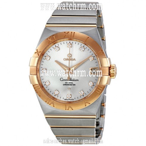 Omega Constellation Chronometer Silver Dial Automatic Stainless Steel/Rose Gold Brushed Men's Watch 123.20.38.21.52.001