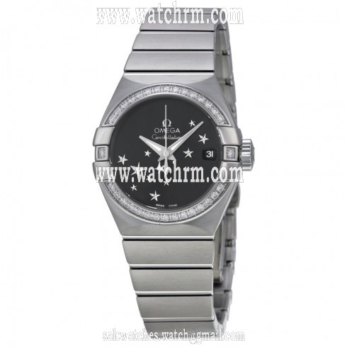 Omega Constellation Chronometer Star Black Dial Stainless Steel Ladies Watch 12315272001001
