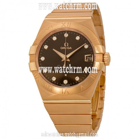 Omega Constellation Co-Axial Automatic Brown Dial Rose Gold Men's Watch 12350382163001