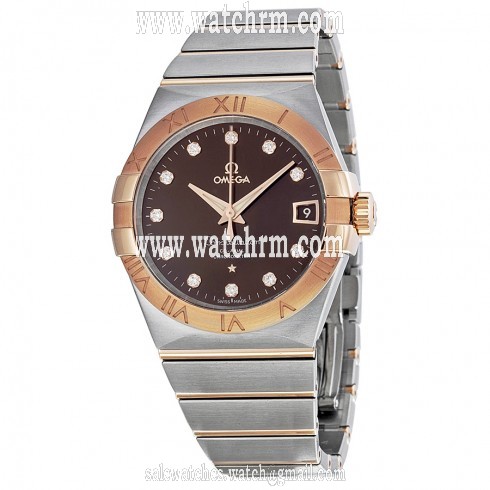 Omega Constellation Co-Axial Brown Diamond Dial Two Tone Unisex Watch 123.20.38.