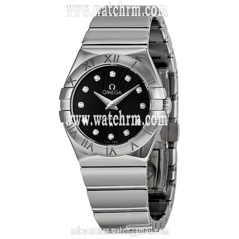 Omega Constellation Diamond Black Dial Stainless Steel Ladies Watch 123.10.27.60.51.002