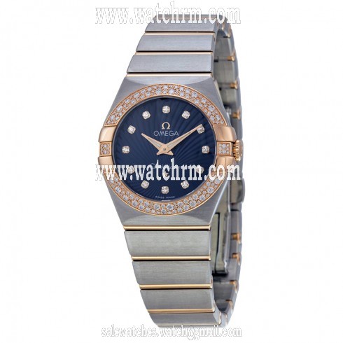 Omega Constellation Diamond Blue Dial Rose Gold and Steel Ladies Watch 123.25.27.60.53.001
