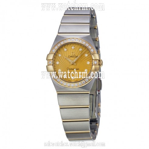 Omega Constellation Diamond Champagne Dial Brushed Steel Ladies Watch 123.25.24.60.58.001