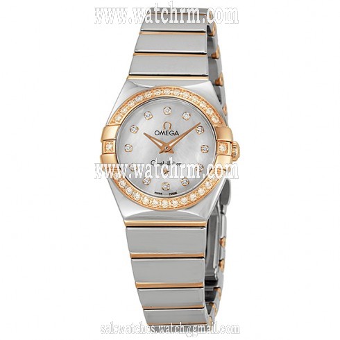 Omega Constellation Diamond Mother of Pearl Dial Polished Steel Ladies Watch 12325246055005