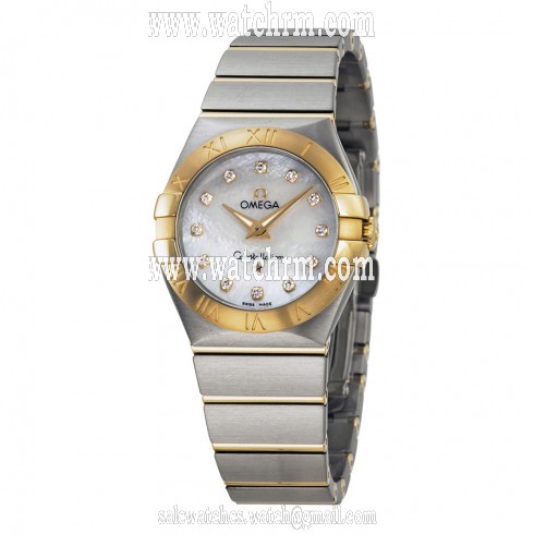 Omega Constellation Diamond Mother of Pearl Dial Yellow Gold and Stainless Steel Ladies Watch 123.20.27.60.55.002
