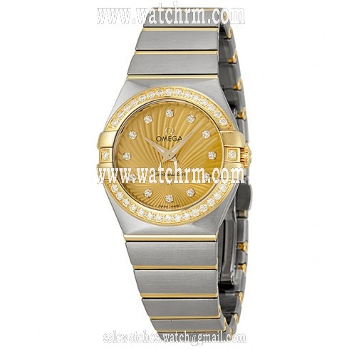 Omega Constellation Diamond Yellow Gold Dial Two-Tone Steel Ladies Watch 12325276058001