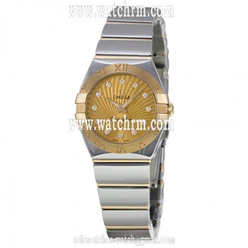 Omega Constellation Gold Diamond Dial Steel and Gold Ladies Watch 12320246058002