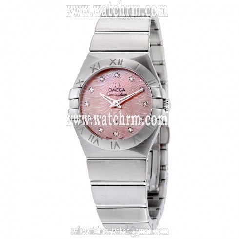 Omega Constellation Light Coral Mother Of Pearl Quartz Ladies Watch 123.10.27.60.57.002