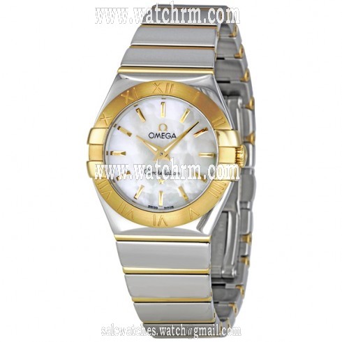 Omega Constellation Mother of Pearl Dial Steel and Yellow Gold Ladies Watch 123.