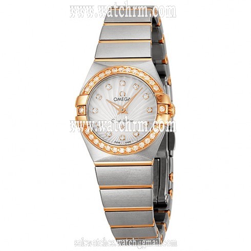 Omega Constellation Mother of Pearl Diamond Dial Brushed Steel Ladies Watch 123.25.24.60.55.002