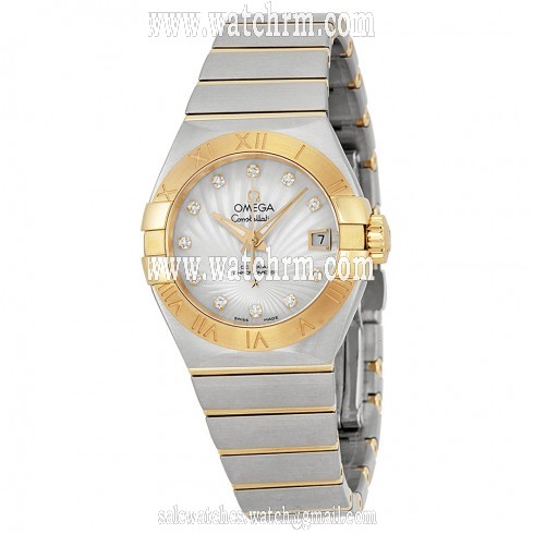 Omega Constellation Mother of Pearl Diamond Dial Steel and 18kt Yellow Gold Ladies Watch 12320272055002