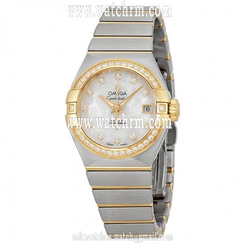 Omega Constellation Mother of Pearl Diamond Dial Steel and 18kt Yellow Gold Ladies Watch 12325272055003