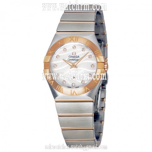 Omega Constellation Mother of Pearl Diamond Dial Steel and Rose Gold Ladies Watch 12320276055006