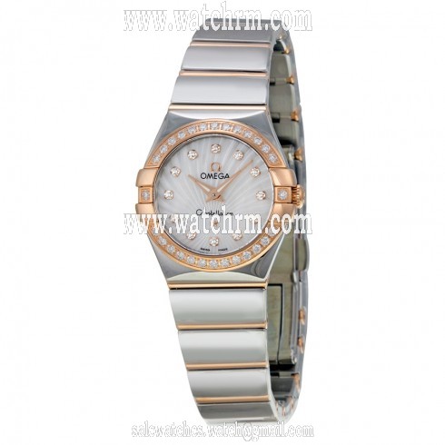 Omega Constellation Mother of Pearl Diamond Dial Steel and Rose Gold Ladies Watch 123.25.24.60.55.006