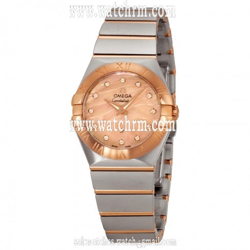 Omega Constellation Red Gold Mother of Pearl Diamond Stainless Steel and 18kt Rose Gold Ladies Watch 12320276057002