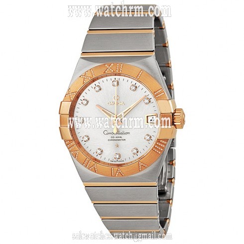 Omega Constellation Silver Dial Rose Gold and Steel Diamond Men's Watch 12325382152003