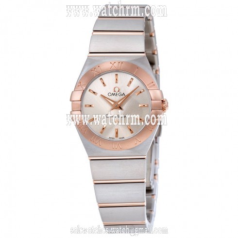 Omega Constellation Silver Dial Stainless Steel and 18K Rose Gold Ladies Watch 123.20.24.60.02.001