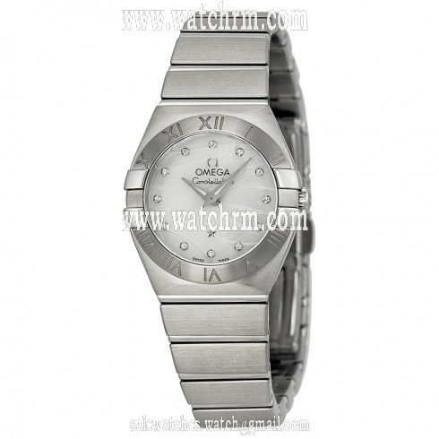 Omega Constellation White Mother of Pearl Dial Steel Ladies Watch 12310246055003