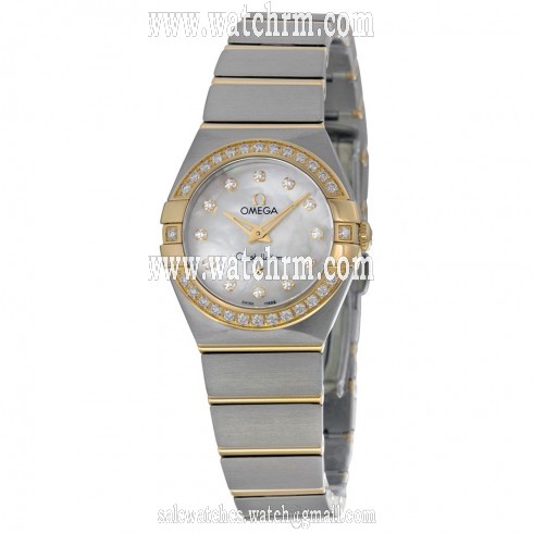 Omega Constellation White Mother-of-Pearl Diamond Dial Ladies Watch 123.25.24.60.55.003