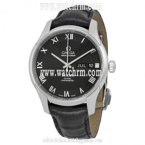 Omega De Ville Automatic Black Dial Black Leather Men's Watch 43113412201001