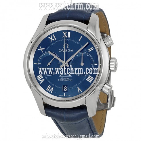 Omega De Ville Blue Dial Blue Leather Men's Watch 43113425103001