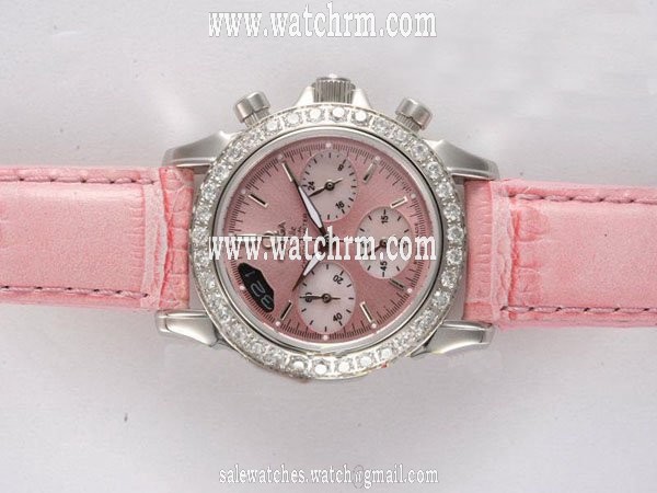 Omega De Ville CO-Axial Chronoscope 4850.30.37 Womens 31mm Pink Ostrich Leather Strap Watch