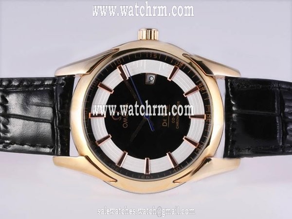Omega De Ville Hour Vision 431.33.41.21.01.001 Round Black Crocodile Leather Strap Black Dial Watch