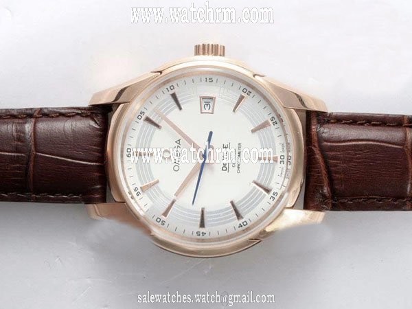 Omega De Ville Hour Vision 431.63.41.21.02.001 Coffee Cow Leather Strap White Dial 41mm Watch