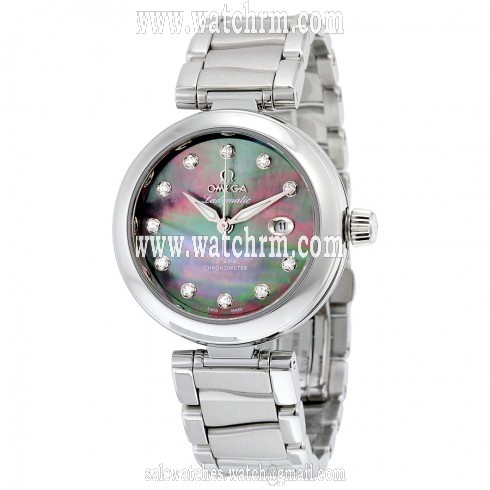 Omega De Ville Ladymatic Black Mother of Pearl Diamond Dial Automatic Ladies Watch 42530342057004
