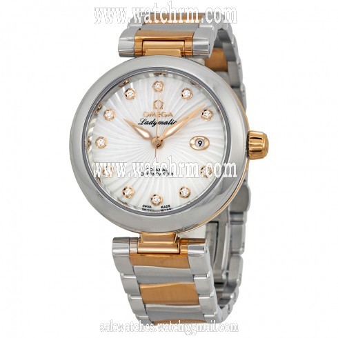 Omega De Ville Ladymatic Automatic Mother of Pearl Dial Stainless Steel and Rose Gold Ladies Watch 42520342055001