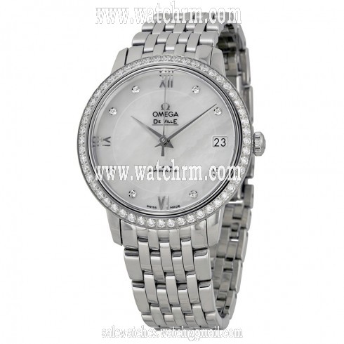 Omega De Ville Mother of Pearl Dial Diamond Stainless Steel Ladies Watch 42415332055001