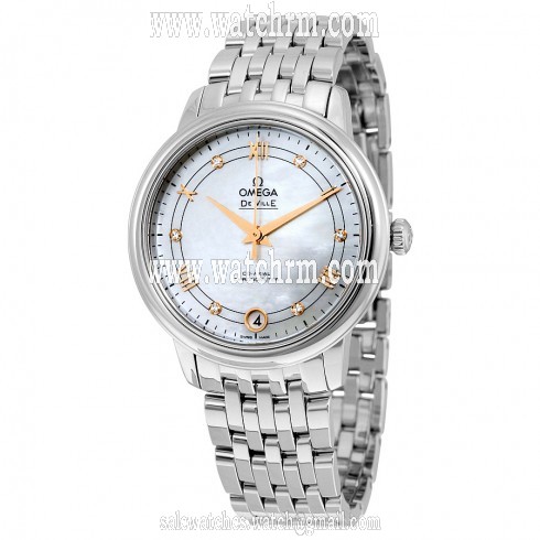 Omega De Ville Mother of Pearl Diamond Stainless Steel Ladies Watch 424.10.33.20.55.002