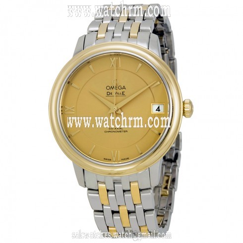 Omega De Ville Prestige Automatic Champagne Dial Stainless Steel and Gold Men's Watch 42420332008001