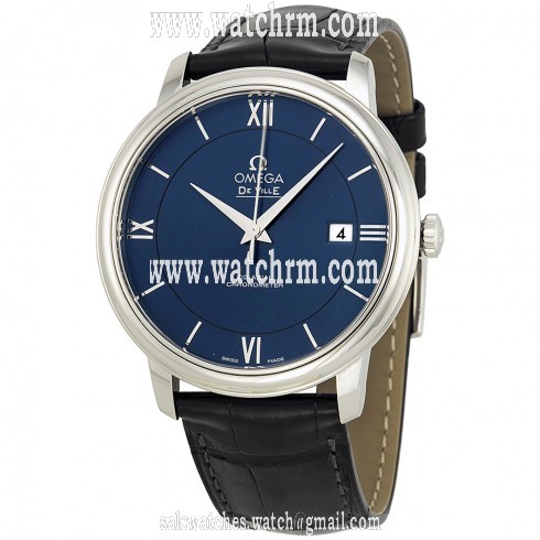 Omega De Ville Prestige Blue Dial Black Leather Men's Watch 42413402003001